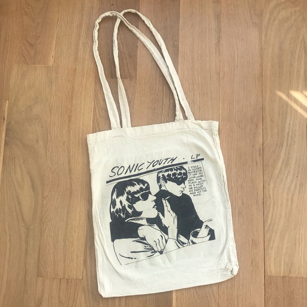 Vtg SONIC YOUTH Band Cool Album Art Cotton TOTE